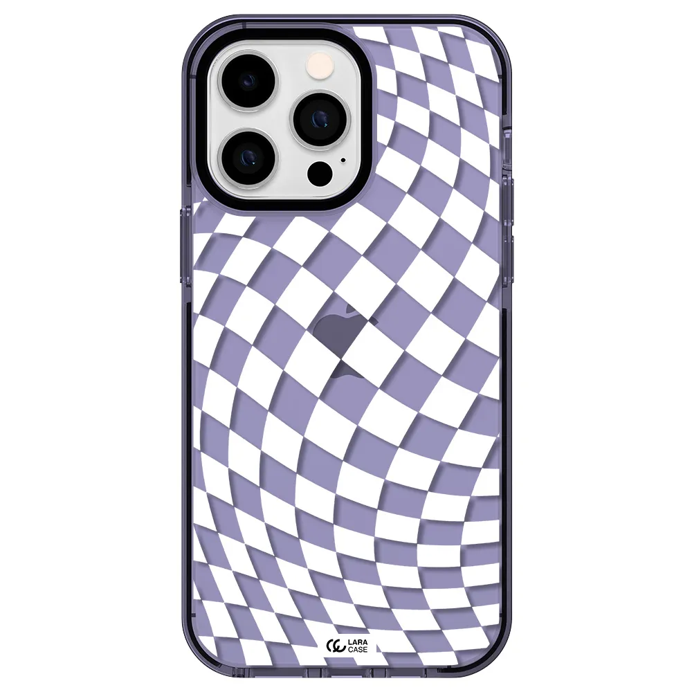 Wavy Checkered Apple iPhone 14 pro max impact Lilac Case