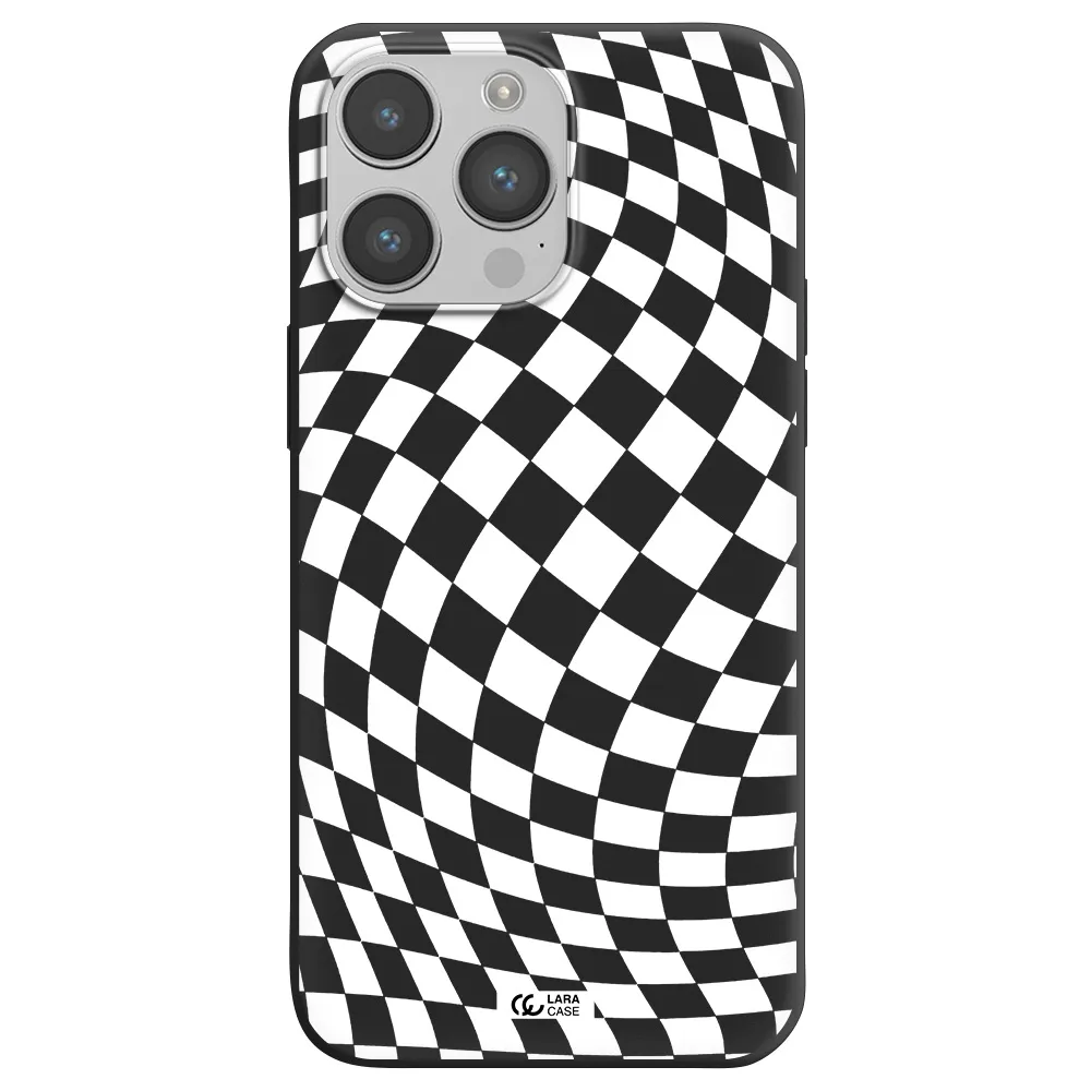 Wavy Checkered Apple iPhone 14 pro max Silicone black Case
