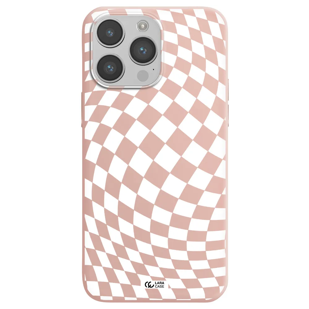 Wavy Checkered Apple iPhone 14 pro max Silicone pastel pink Case