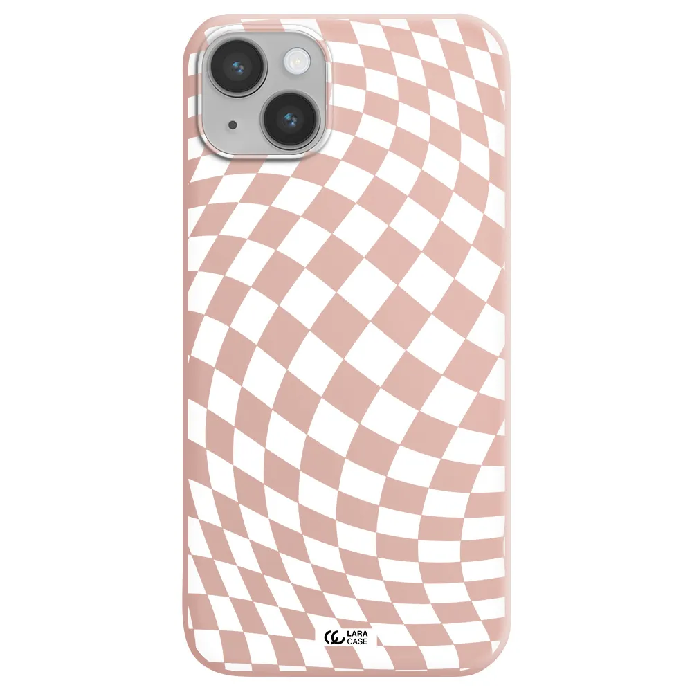 Wavy Checkered Apple iPhone 14 Silicone pastel pink Case