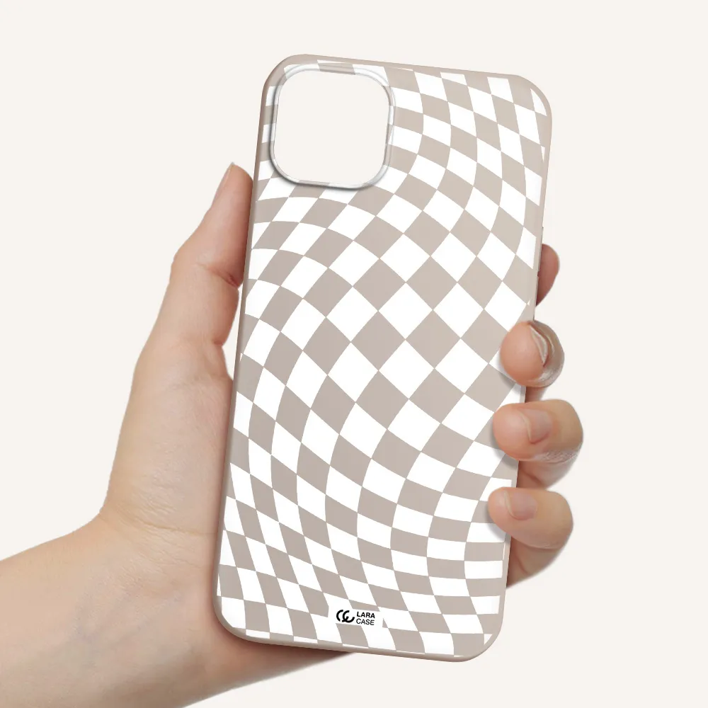 Wavy Checkered Apple iPhone 14 Silicone Stone Case