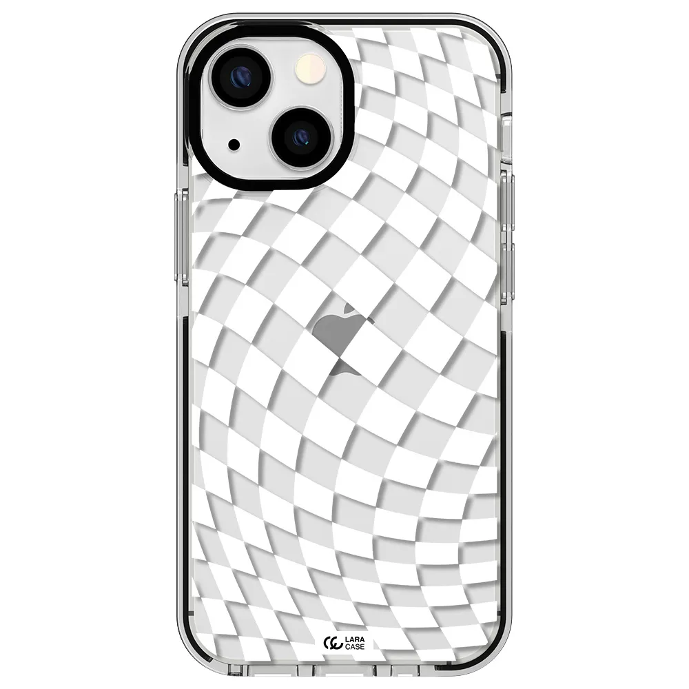 Wavy Checkered Apple iPhone 15 impact black border Case