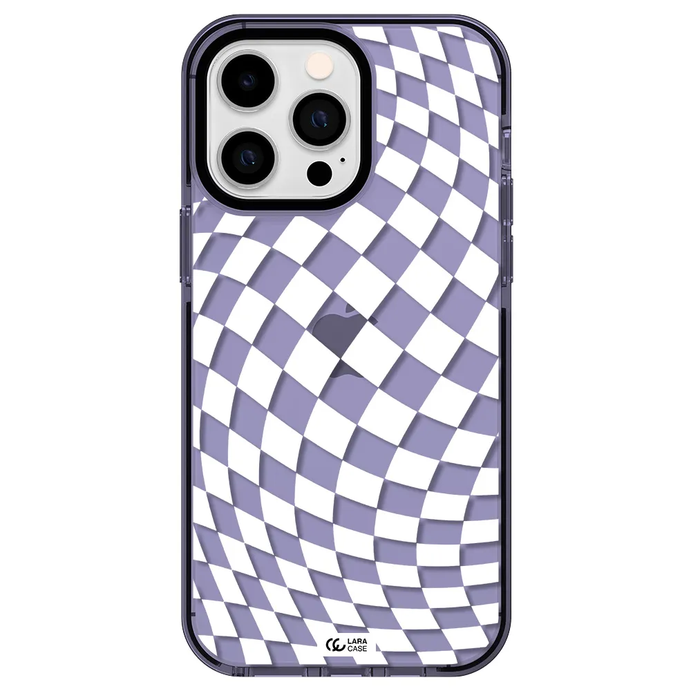 Wavy Checkered Apple iPhone 15 Pro impact Lilac Case