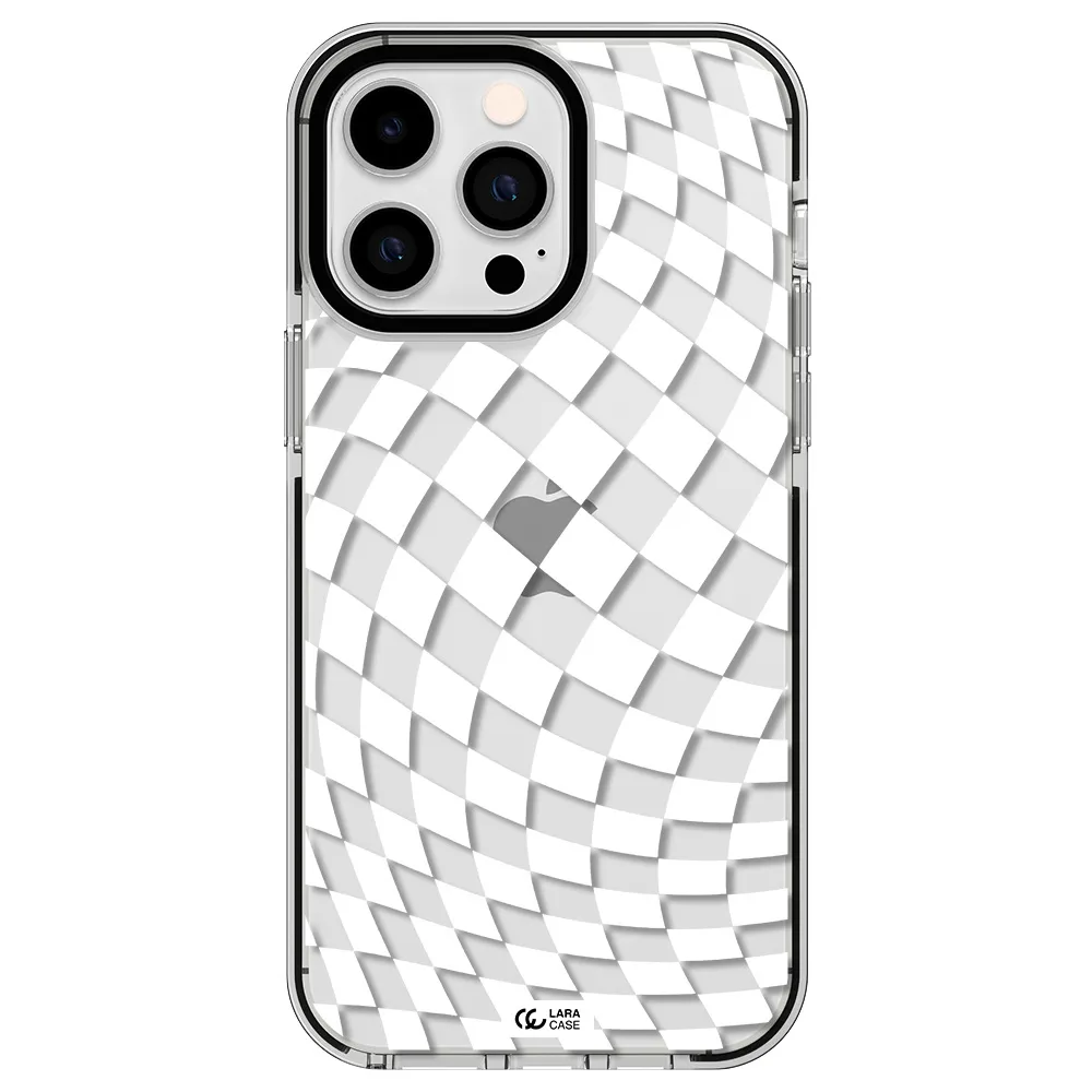 Wavy Checkered Apple iPhone 15 Pro Max impact black border Case