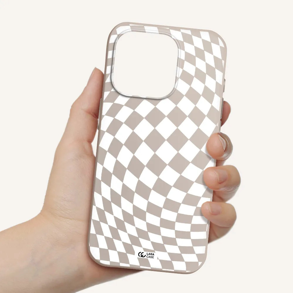 Wavy Checkered Apple Iphone 15 Pro Silicone Stone Case