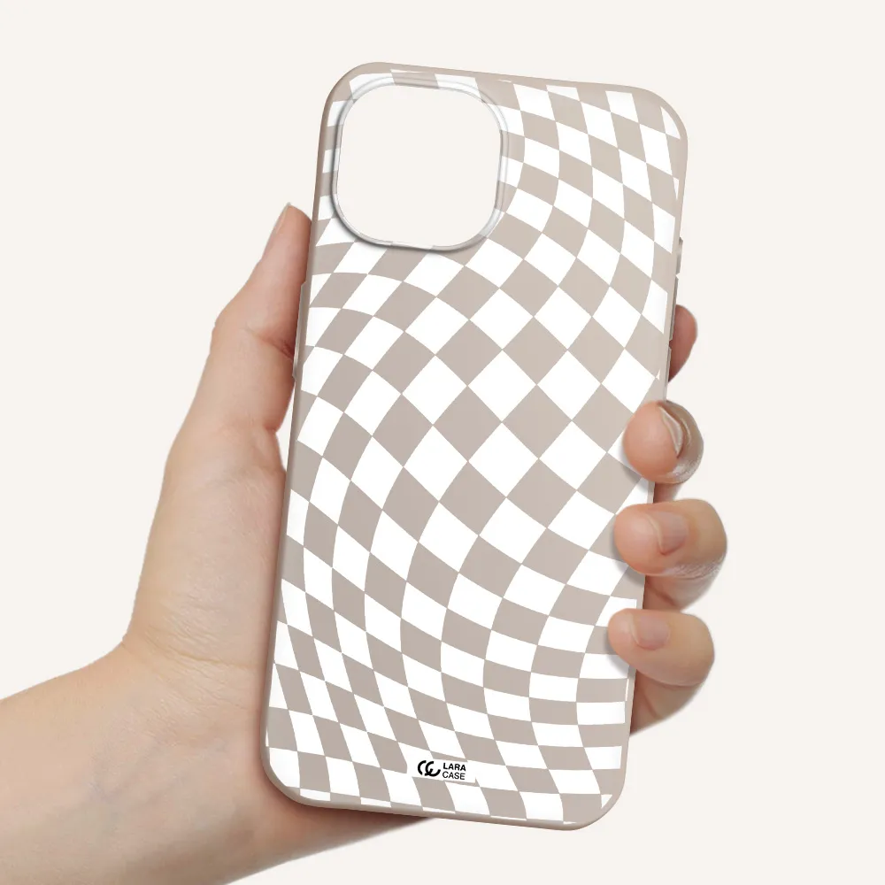 Wavy Checkered Apple iPhone 15 Silicone Stone Case