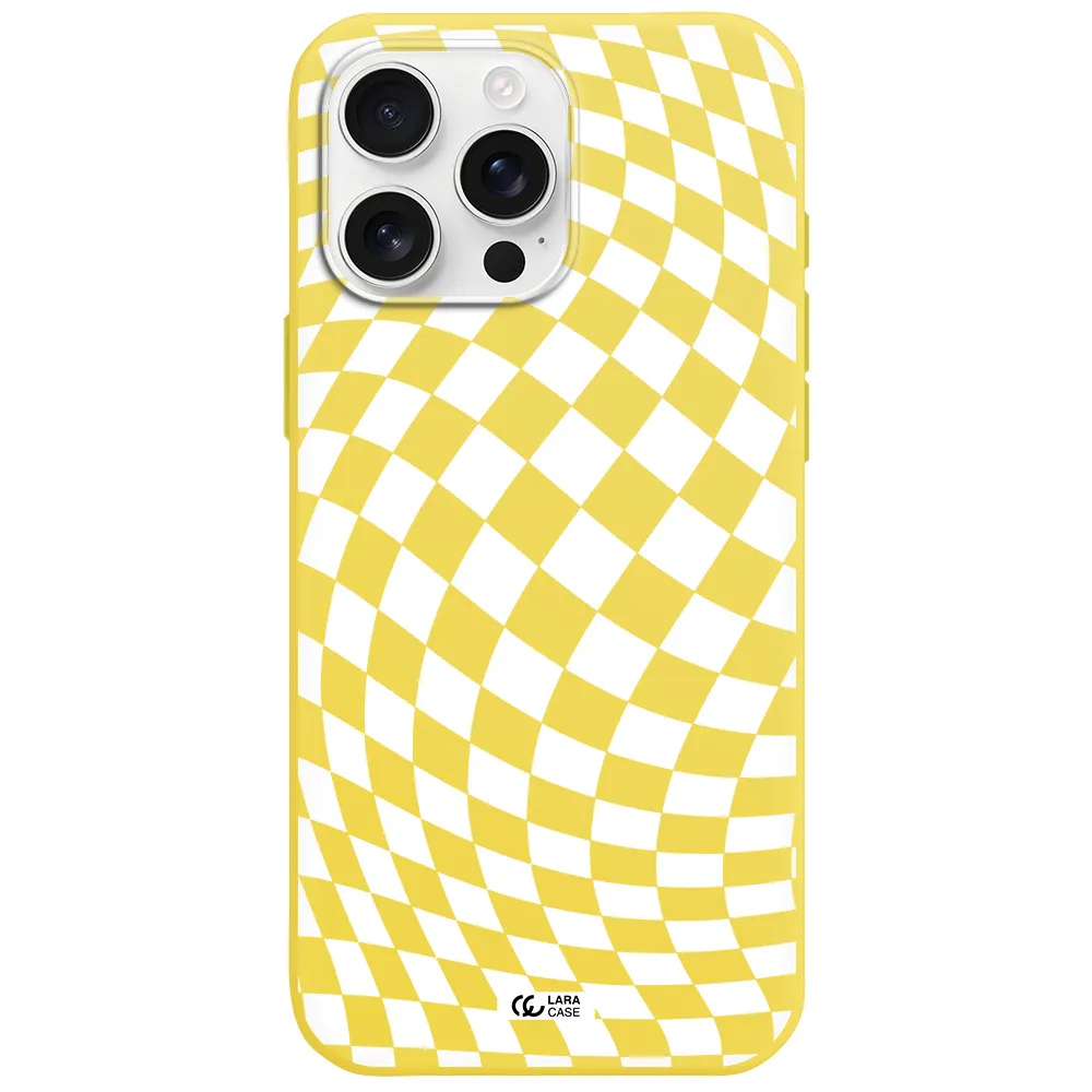 Wavy Checkered Apple Iphone 16 Pro Max Silicone Canary Yellow Case
