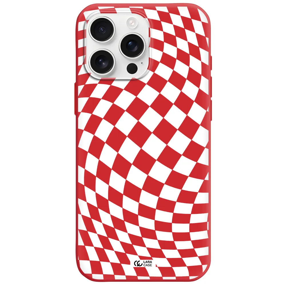 Wavy Checkered Apple Iphone 16 Pro Max Silicone Imperial Red Case