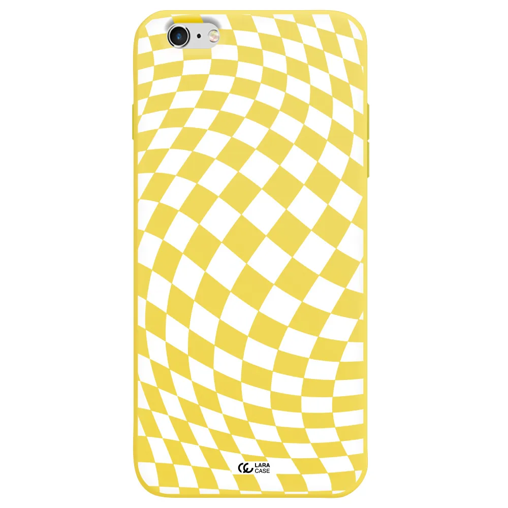 Wavy Checkered Apple iPhone 6 plus Silicone canary yellow Case