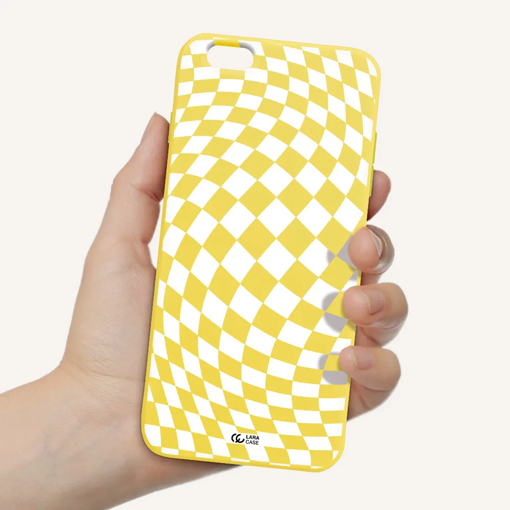 Wavy Checkered Apple iPhone 6 plus Silicone canary yellow Case