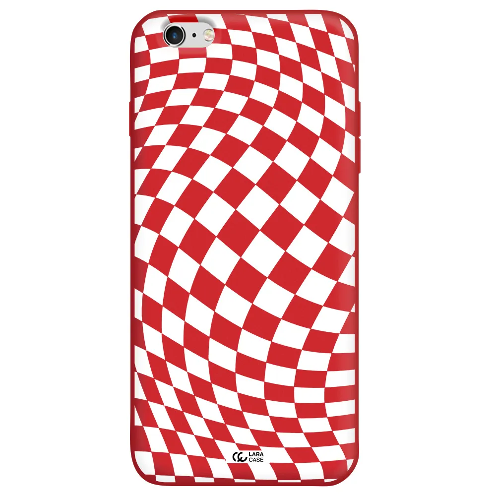 Wavy Checkered Apple iPhone 6 plus Silicone Imperial Red Case