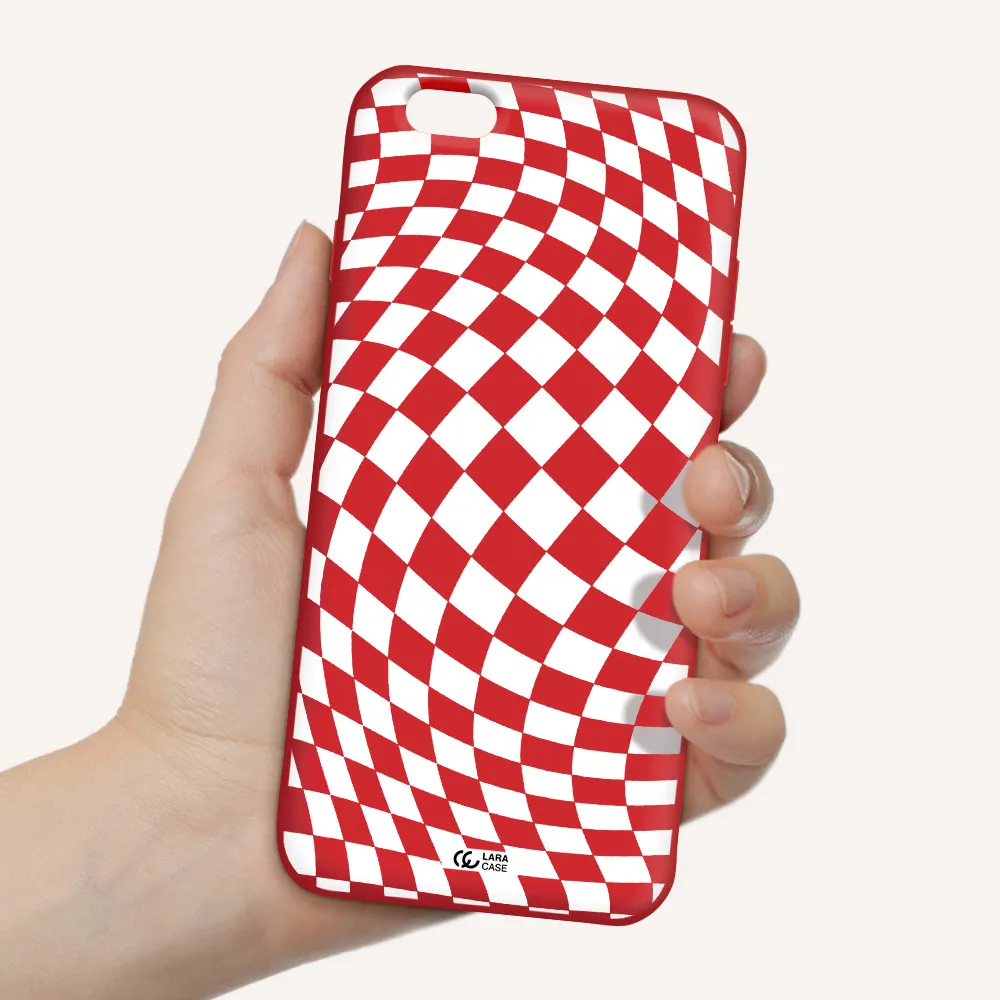Wavy Checkered Apple iPhone 6 plus Silicone Imperial Red Case