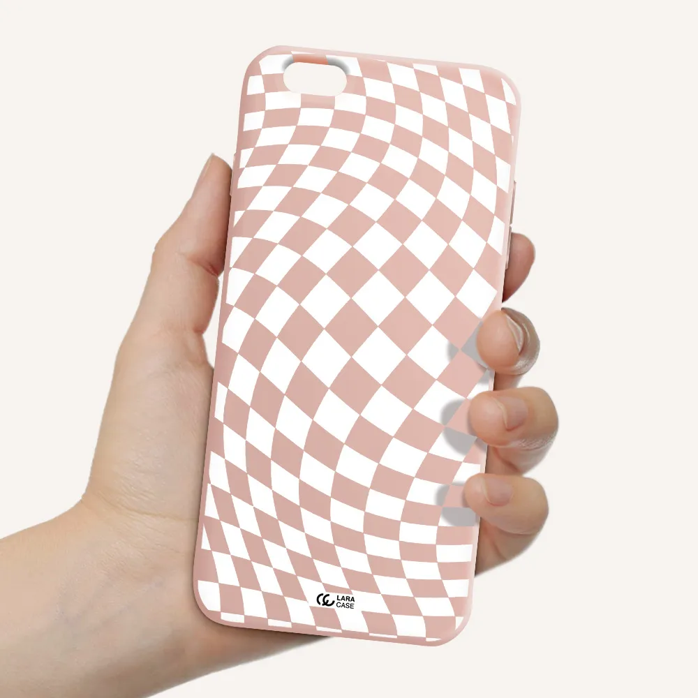 Wavy Checkered Apple iPhone 6 plus Silicone pastel pink Case