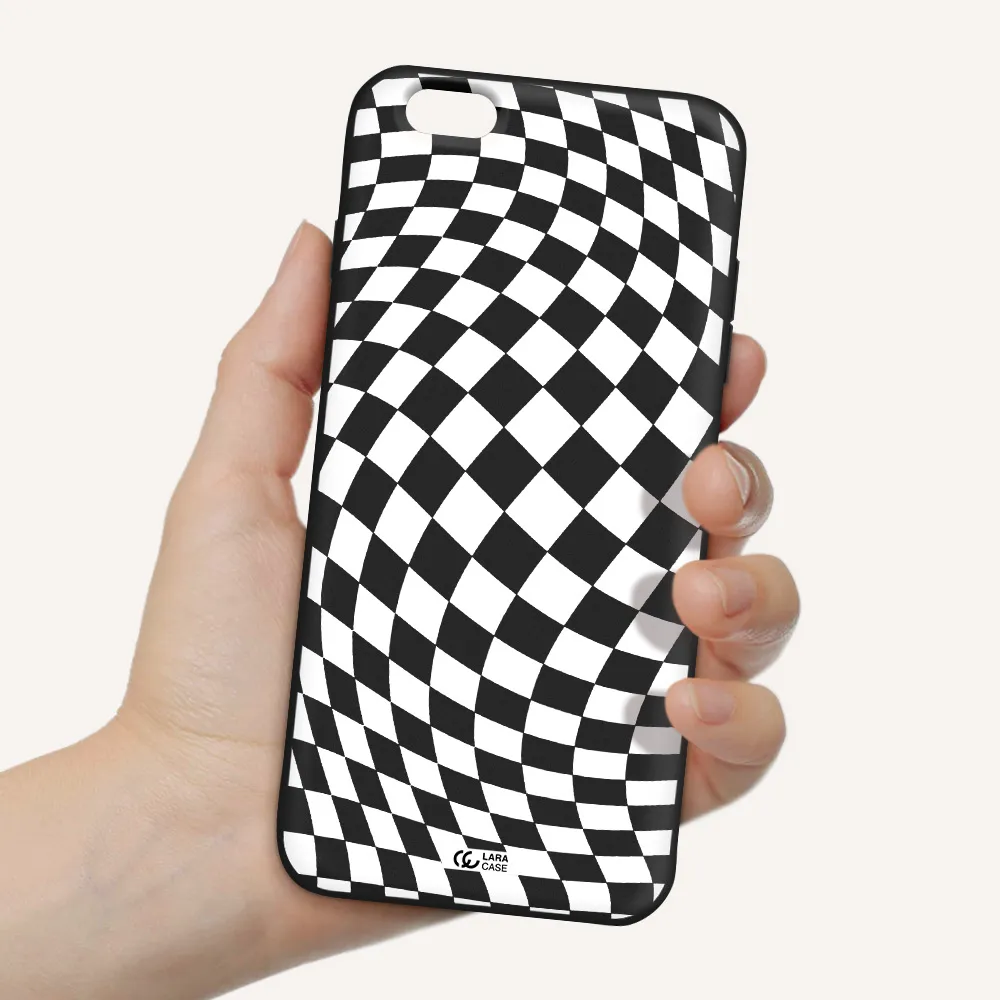 Wavy Checkered Apple iPhone 6 s plus Silicone black Case