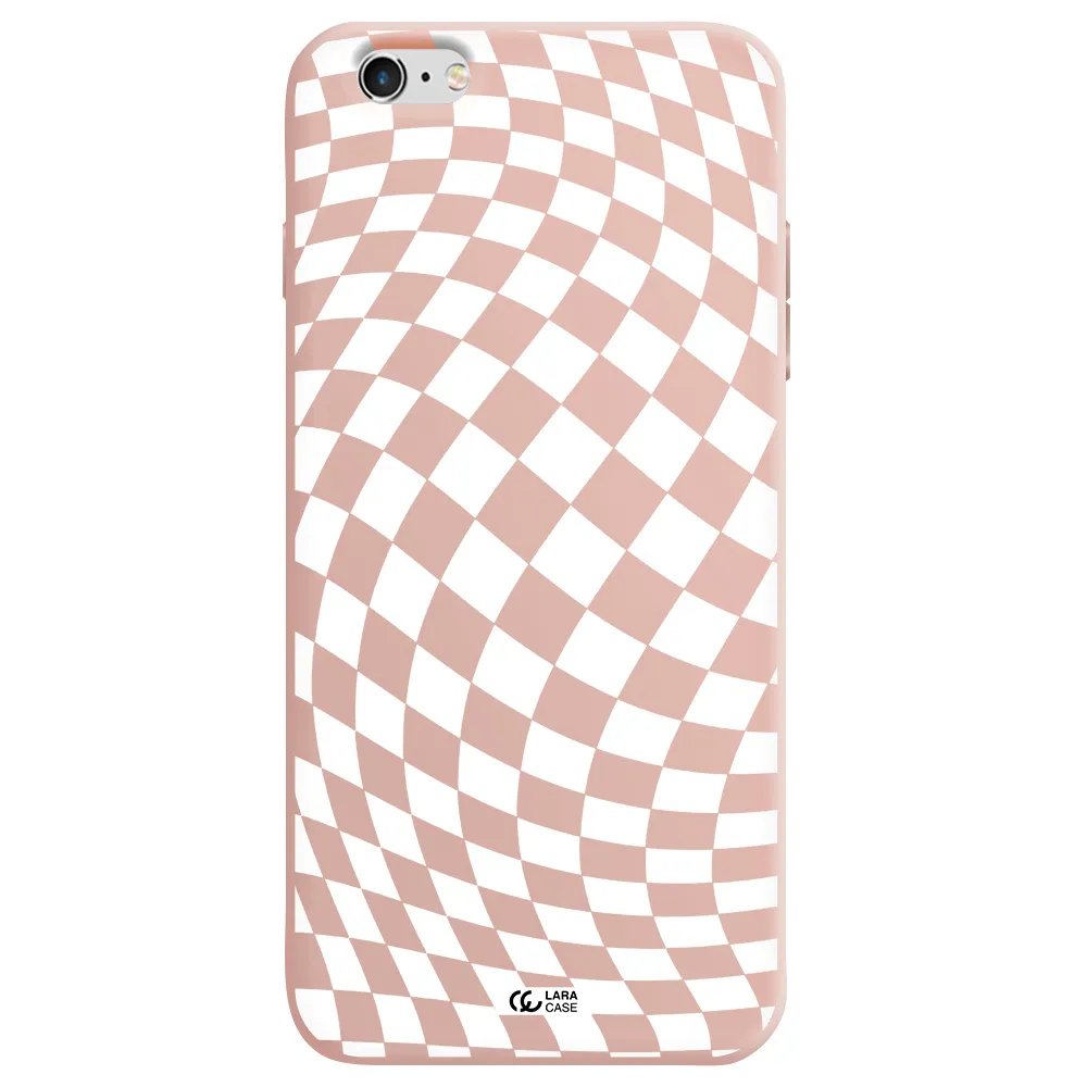 Wavy Checkered Apple iPhone 6 s plus Silicone pastel pink Case