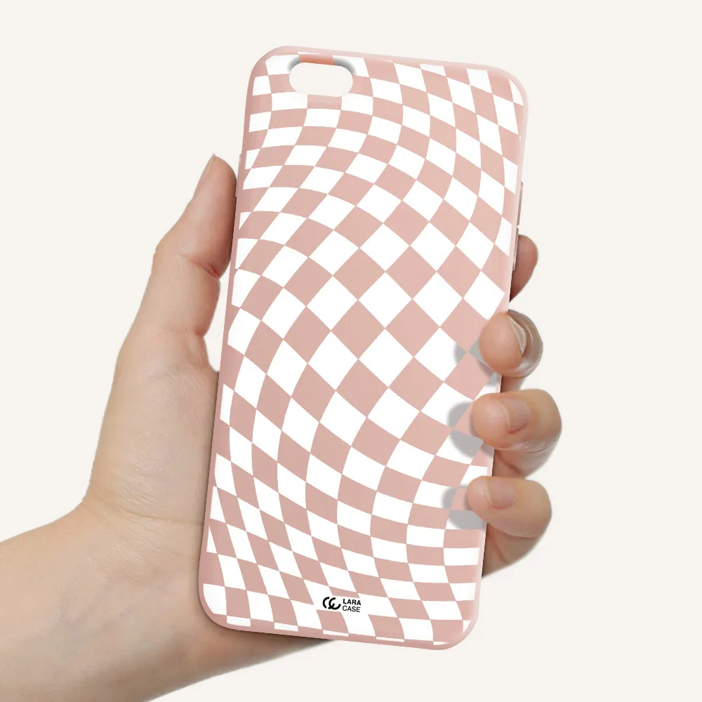 Wavy Checkered Apple iPhone 6 s plus Silicone pastel pink Case