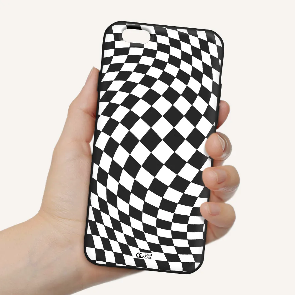 Wavy Checkered Apple iPhone 6 Silicone black Case
