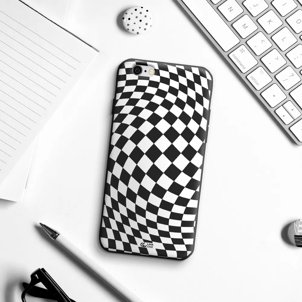 Wavy Checkered Apple iPhone 6 Silicone black Case