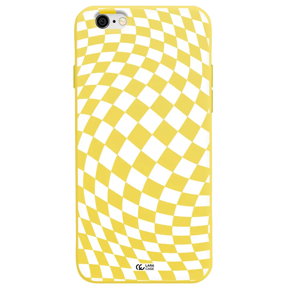 Wavy Checkered Apple iPhone 6 Silicone canary yellow Case