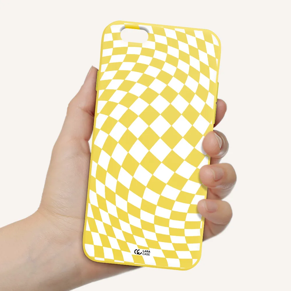 Wavy Checkered Apple iPhone 6 Silicone canary yellow Case