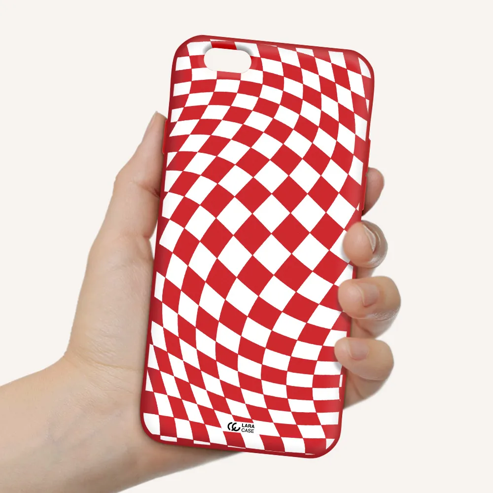 Wavy Checkered Apple iPhone 6 Silicone Imperial Red Case