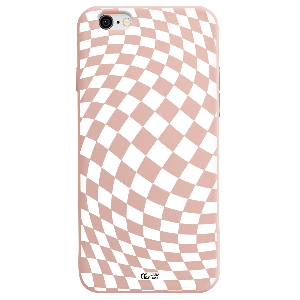 Wavy Checkered Apple iPhone 6 Silicone pastel pink Case