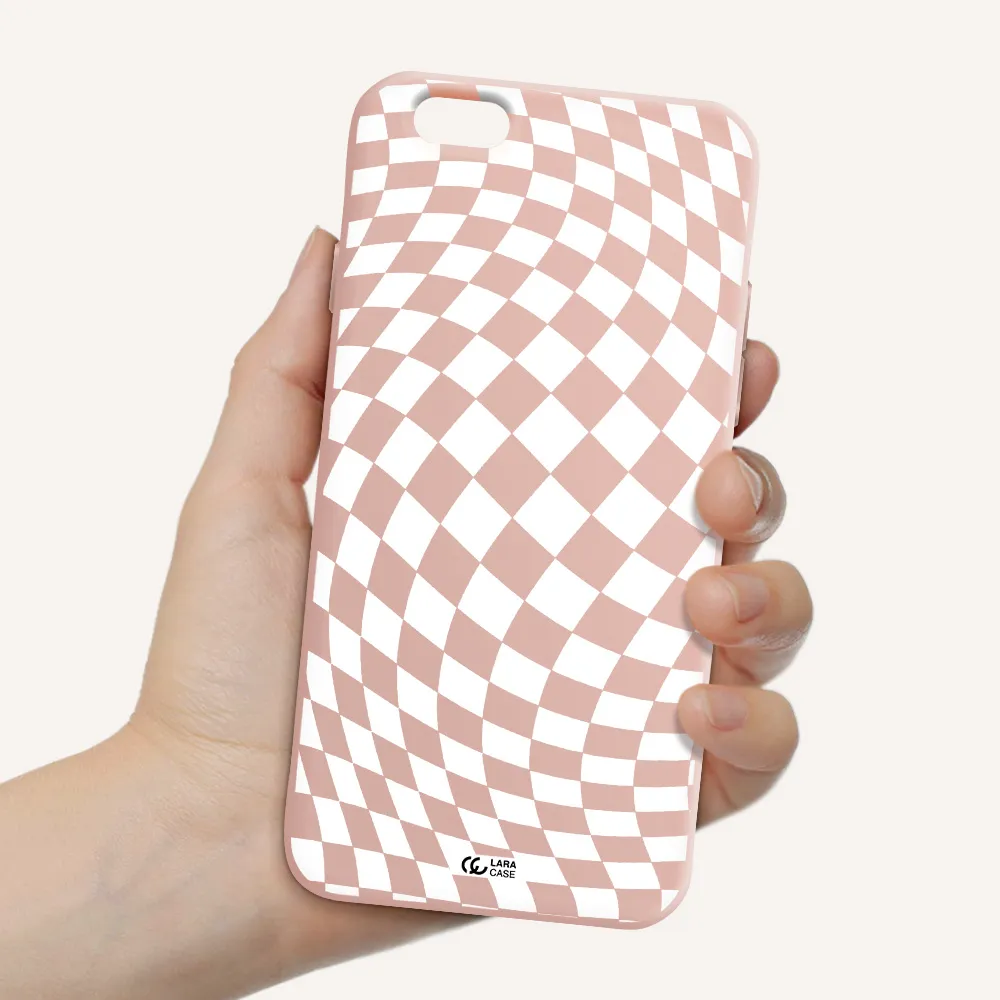 Wavy Checkered Apple iPhone 6 Silicone pastel pink Case