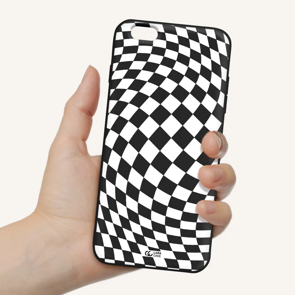 Wavy Checkered Apple iPhone 6S Silicone black Case
