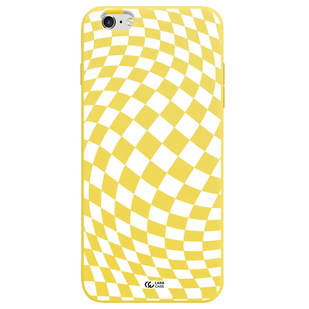 Wavy Checkered Apple iPhone 6S Silicone canary yellow Case