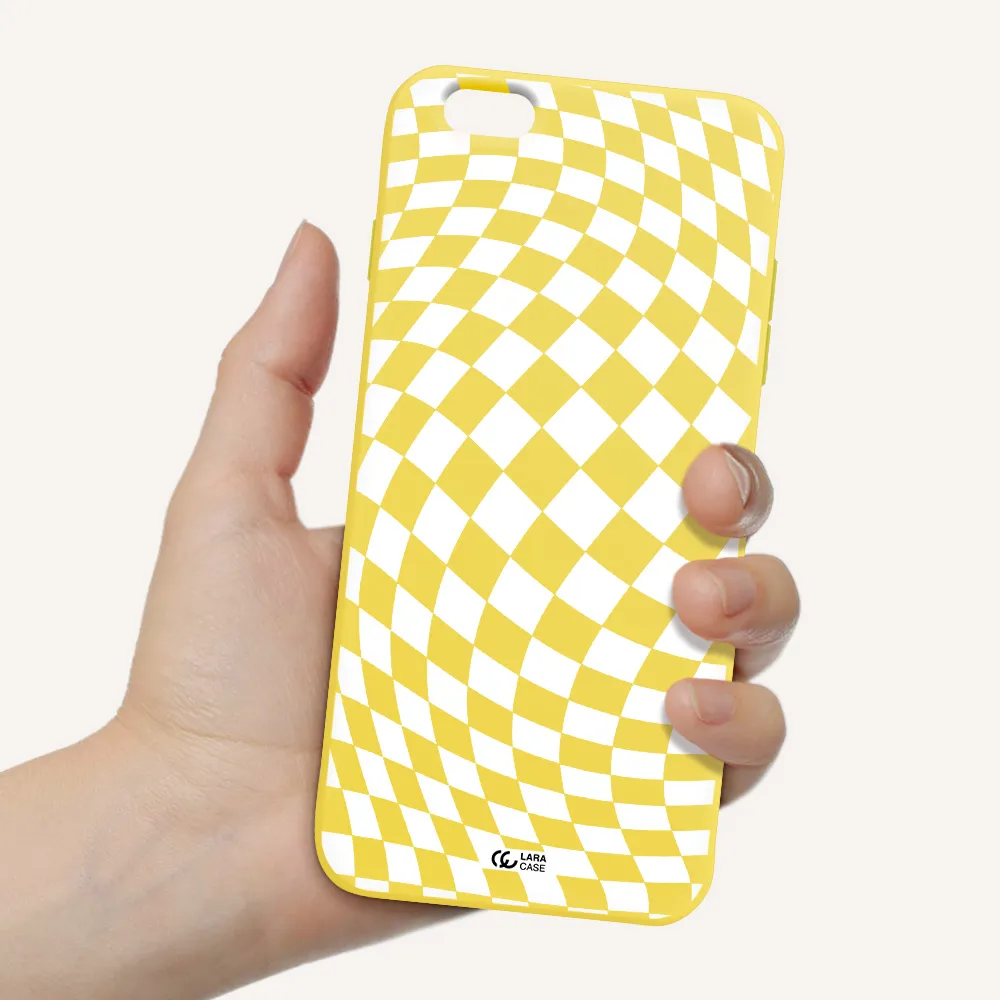 Wavy Checkered Apple iPhone 6S Silicone canary yellow Case