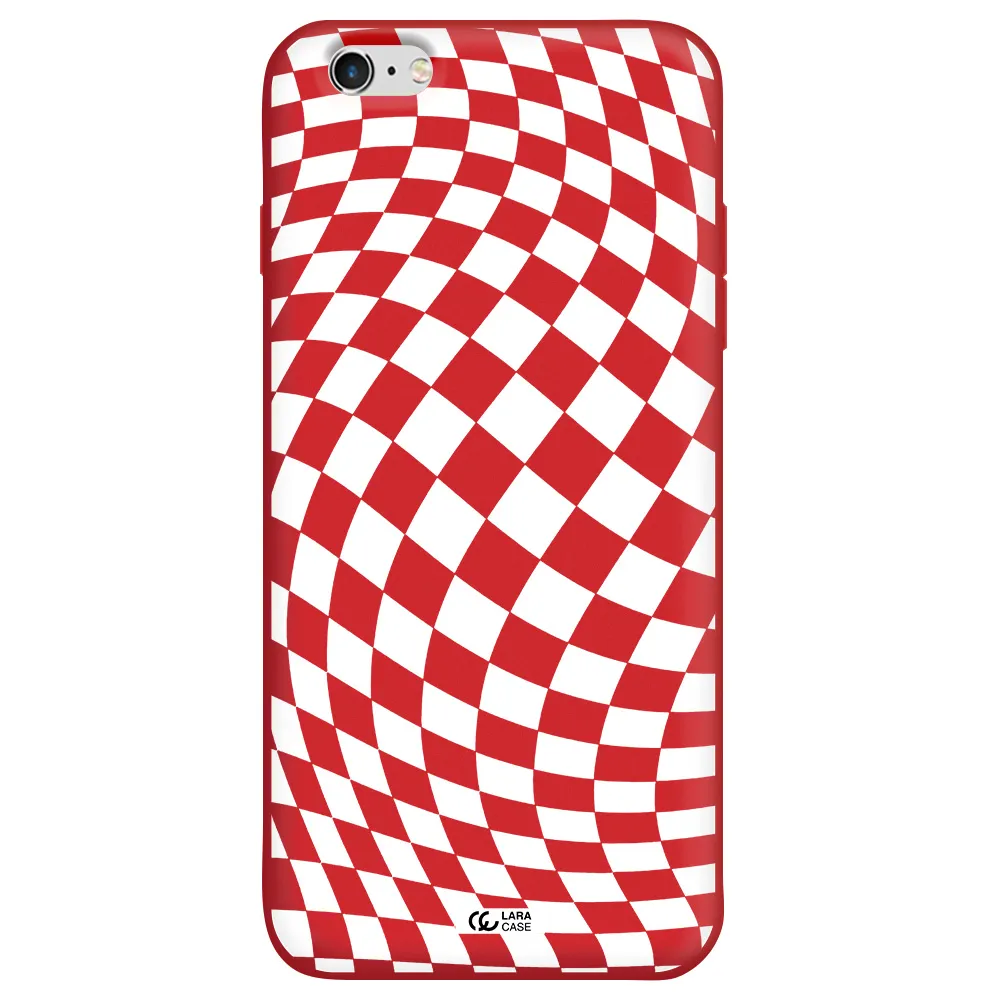 Wavy Checkered Apple iPhone 6S Silicone Imperial Red Case