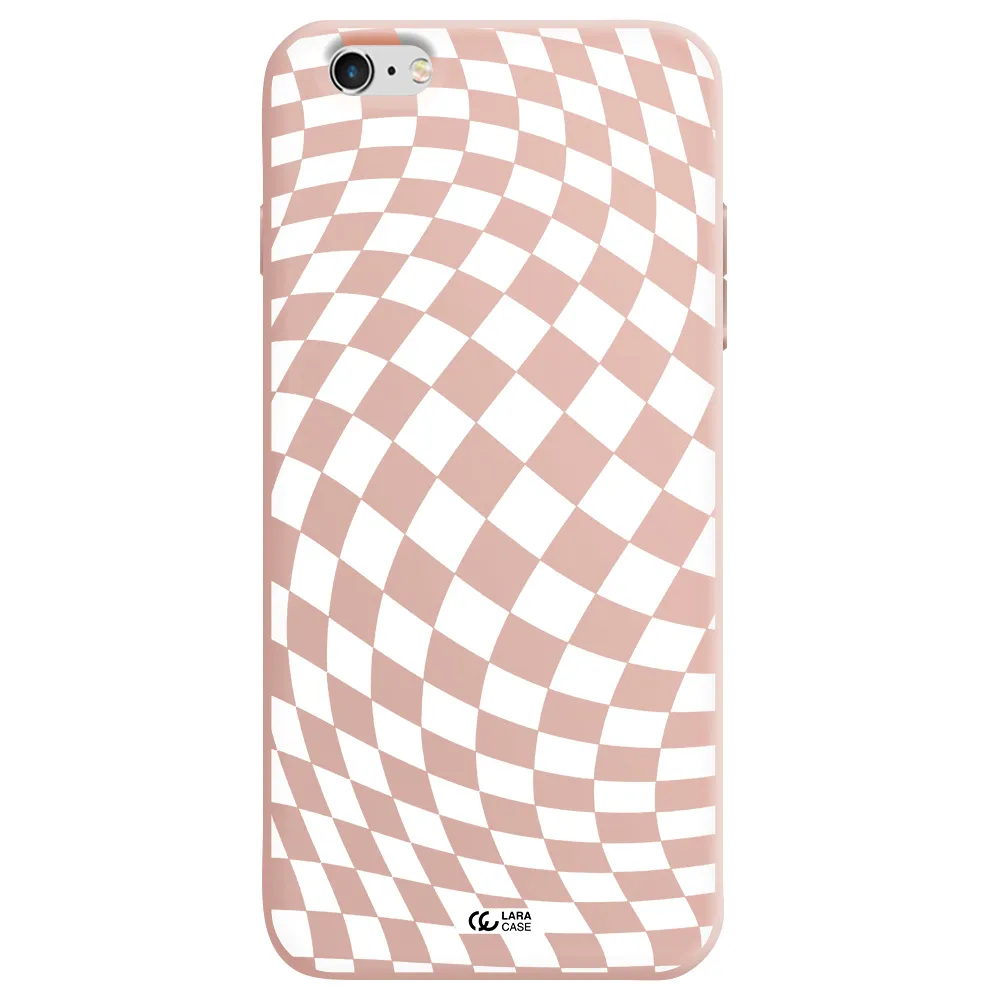 Wavy Checkered Apple iPhone 6S Silicone pastel pink Case