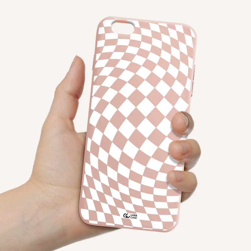 Wavy Checkered Apple iPhone 6S Silicone pastel pink Case