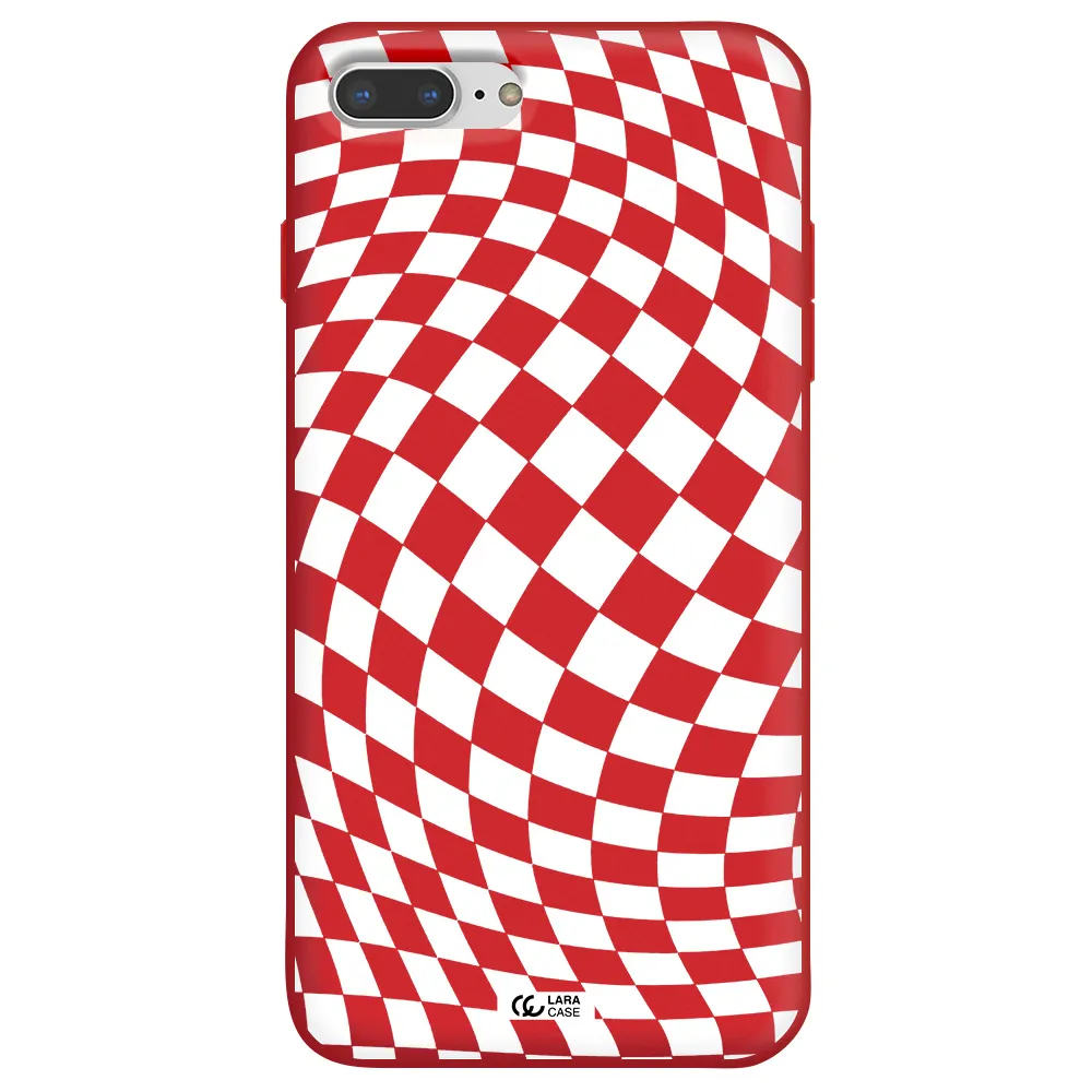 Wavy Checkered Apple iPhone 7 plus Silicone Imperial Red Case