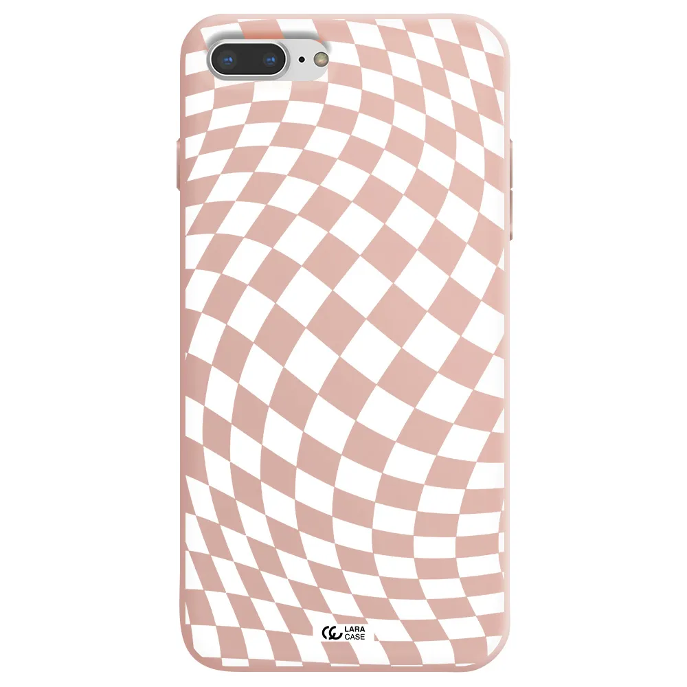 Wavy Checkered Apple iPhone 7 plus Silicone pastel pink Case