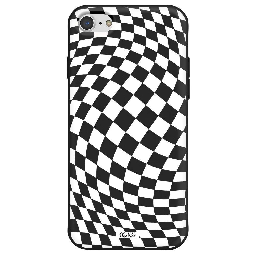 Wavy Checkered Apple iPhone 7 Silicone black Case
