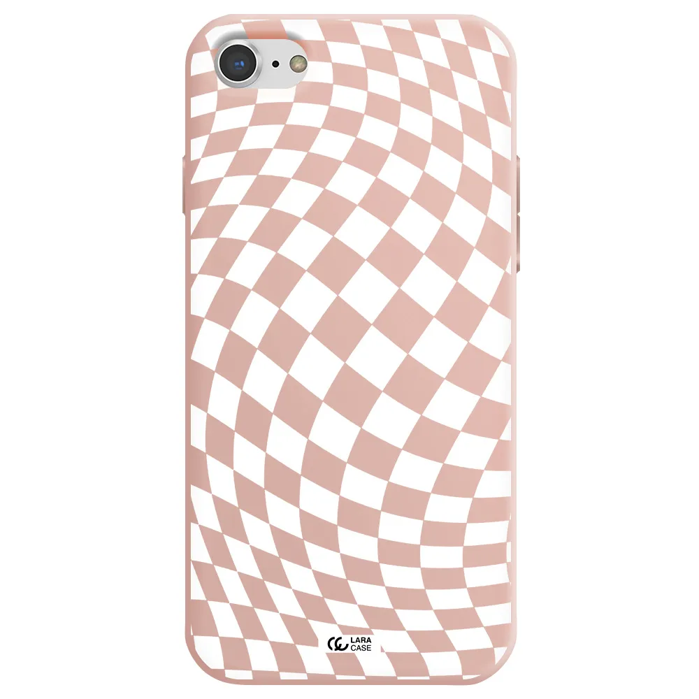 Wavy Checkered Apple iPhone 7 Silicone pastel pink Case