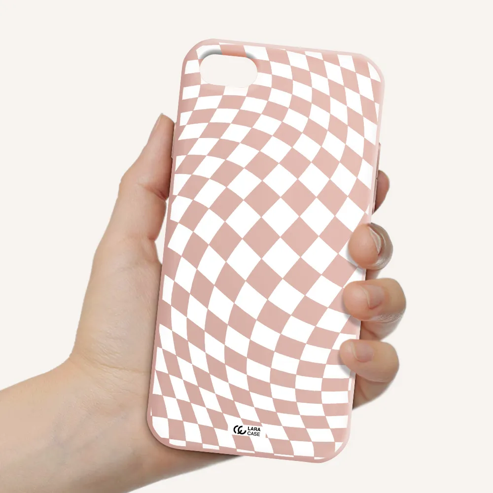 Wavy Checkered Apple iPhone 7 Silicone pastel pink Case