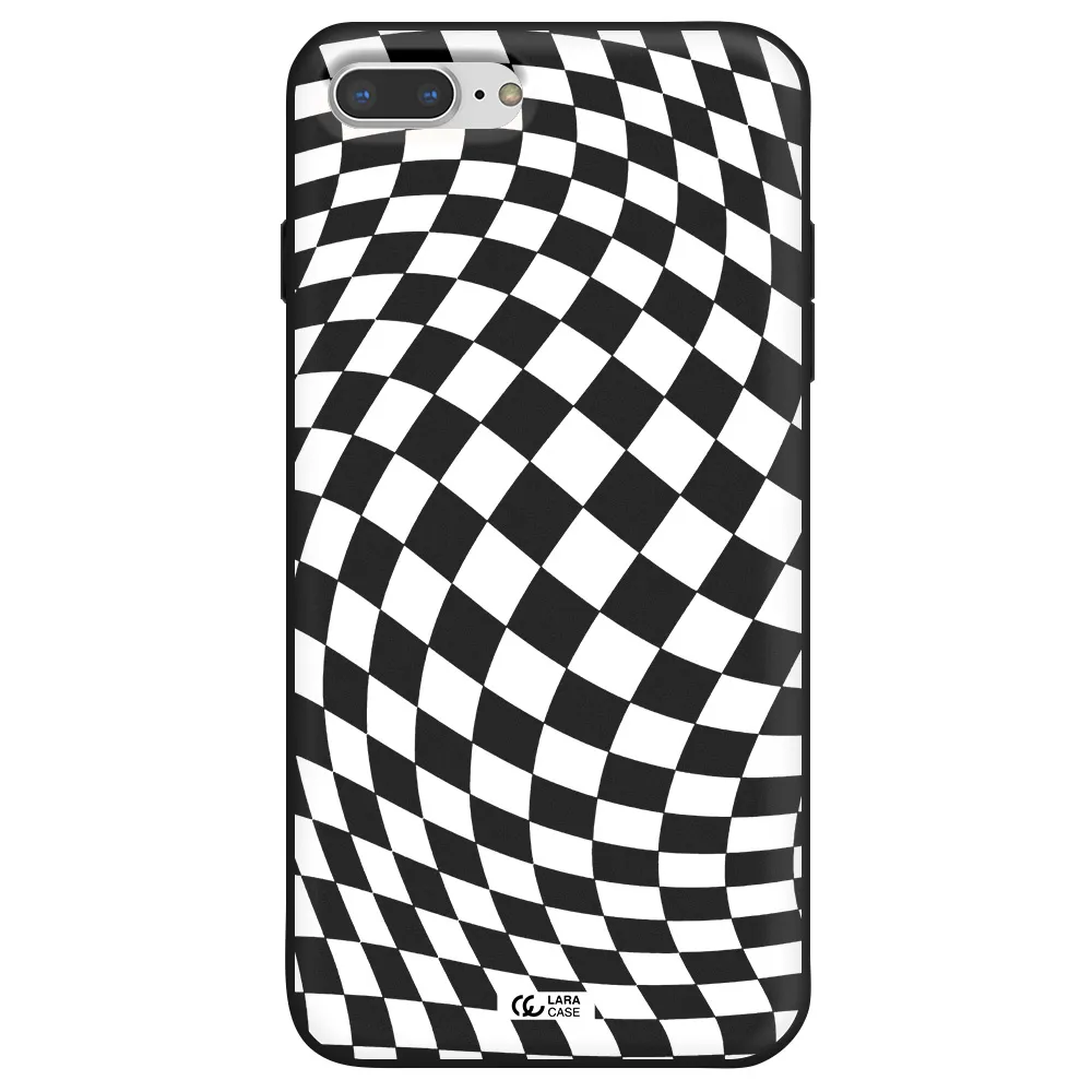 Wavy Checkered Apple iPhone 8 plus Silicone black Case