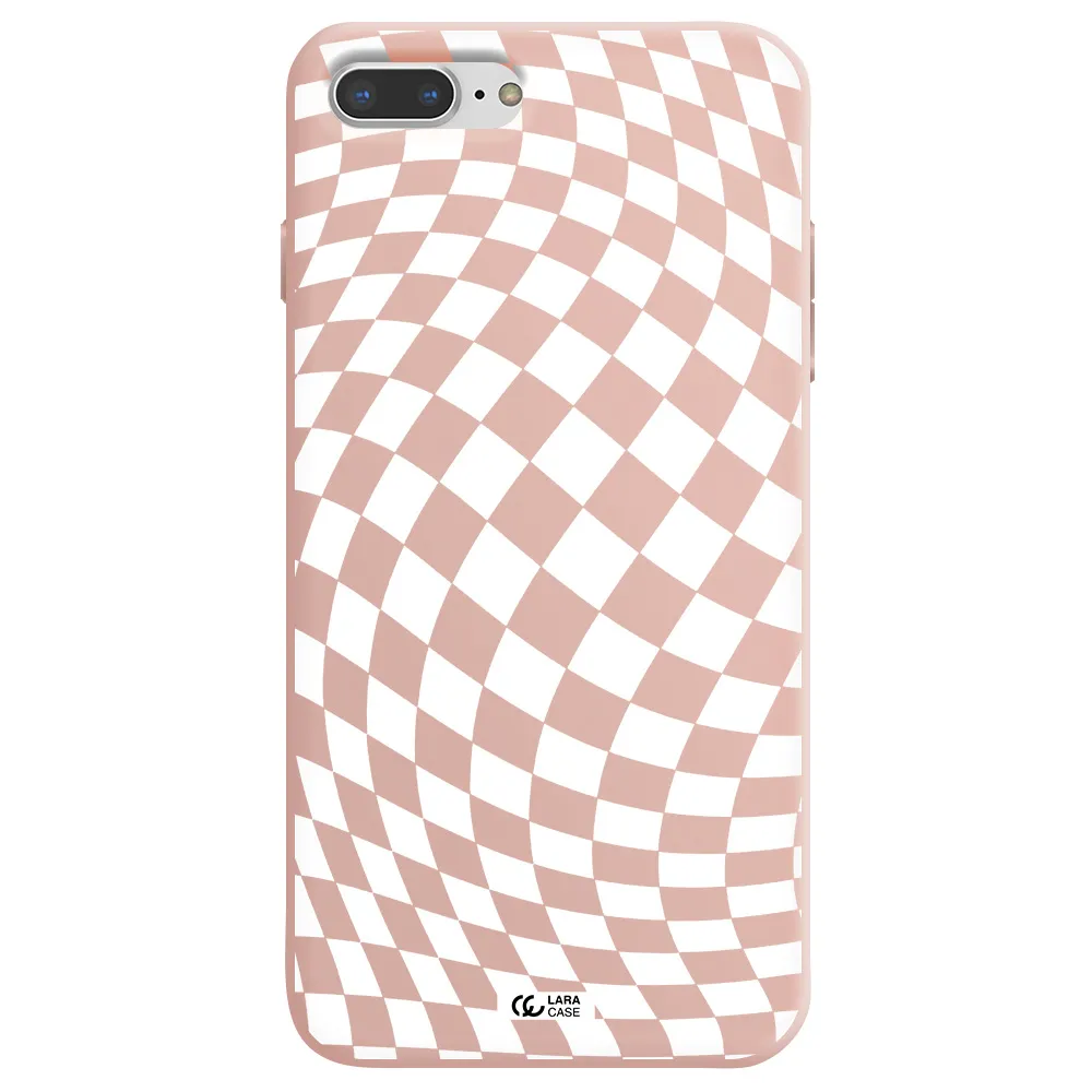 Wavy Checkered Apple iPhone 8 plus Silicone pastel pink Case