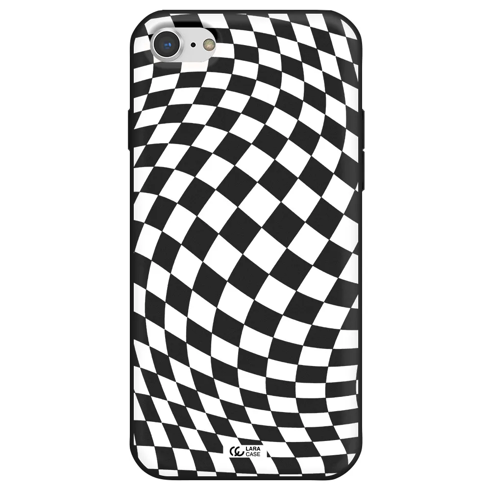 Wavy Checkered Apple iPhone 8 Silicone black Case