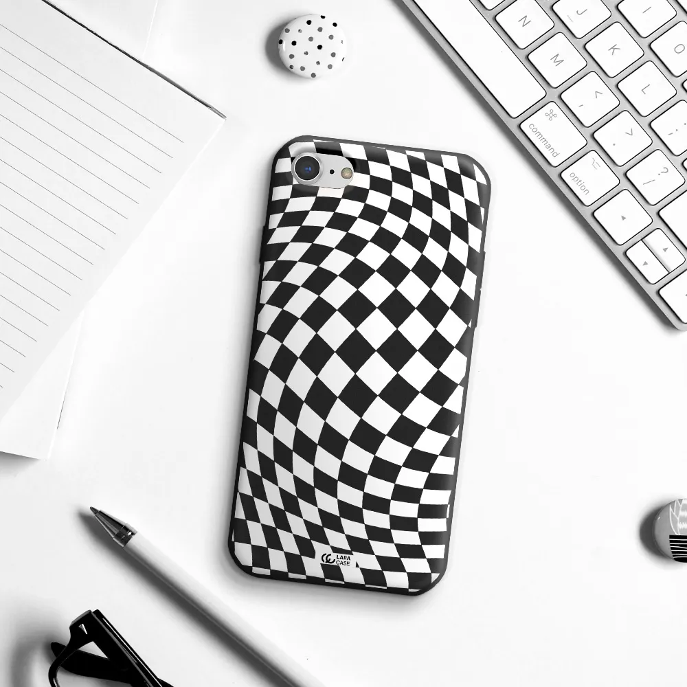 Wavy Checkered Apple iPhone 8 Silicone black Case