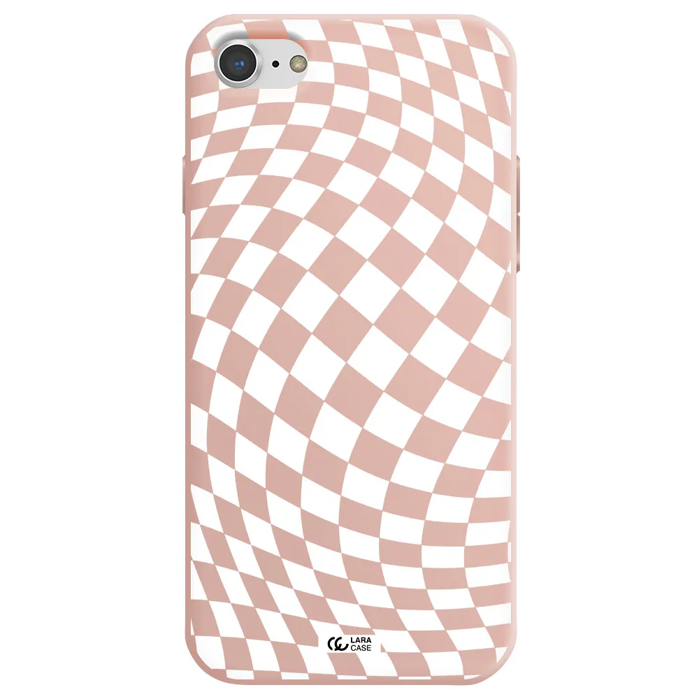 Wavy Checkered Apple iPhone 8 Silicone pastel pink Case