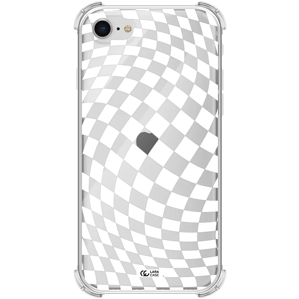 Wavy Checkered Apple iPhone se 2020 Clear PC Case