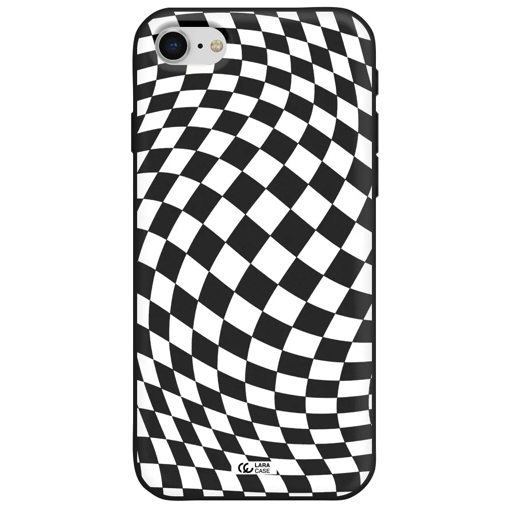 Wavy Checkered Apple iPhone se 2020 Silicone black Case