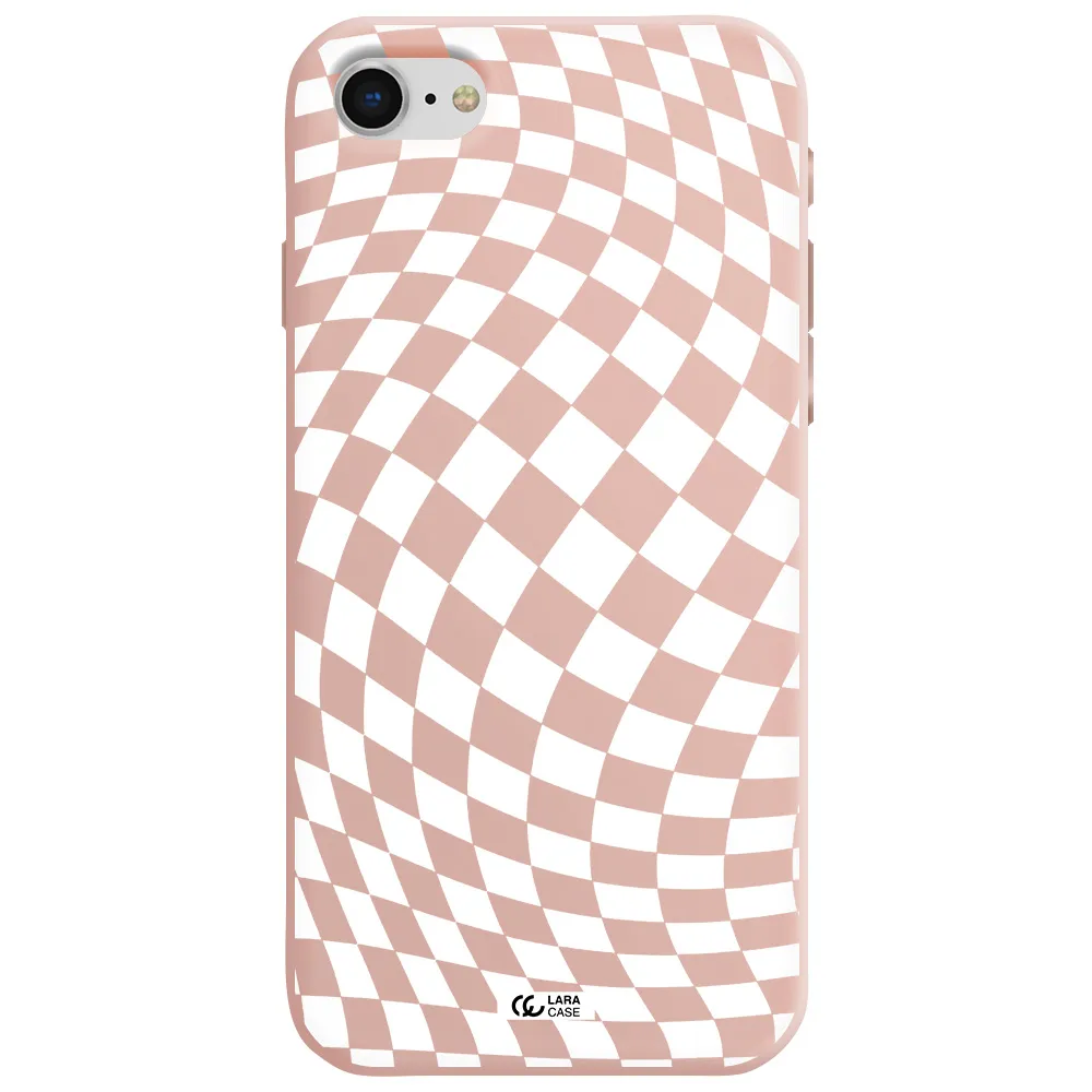Wavy Checkered Apple iPhone se 2020 Silicone pastel pink Case