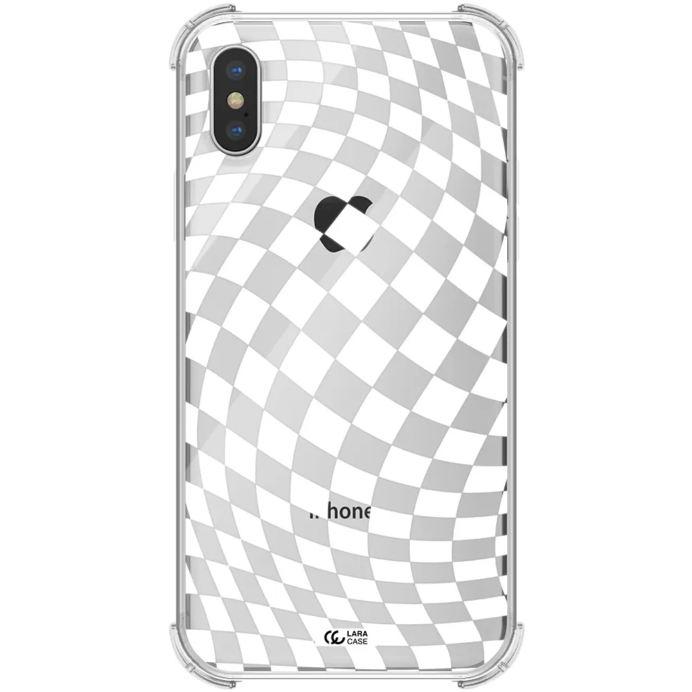 Wavy Checkered Apple iPhone X Clear PC Case
