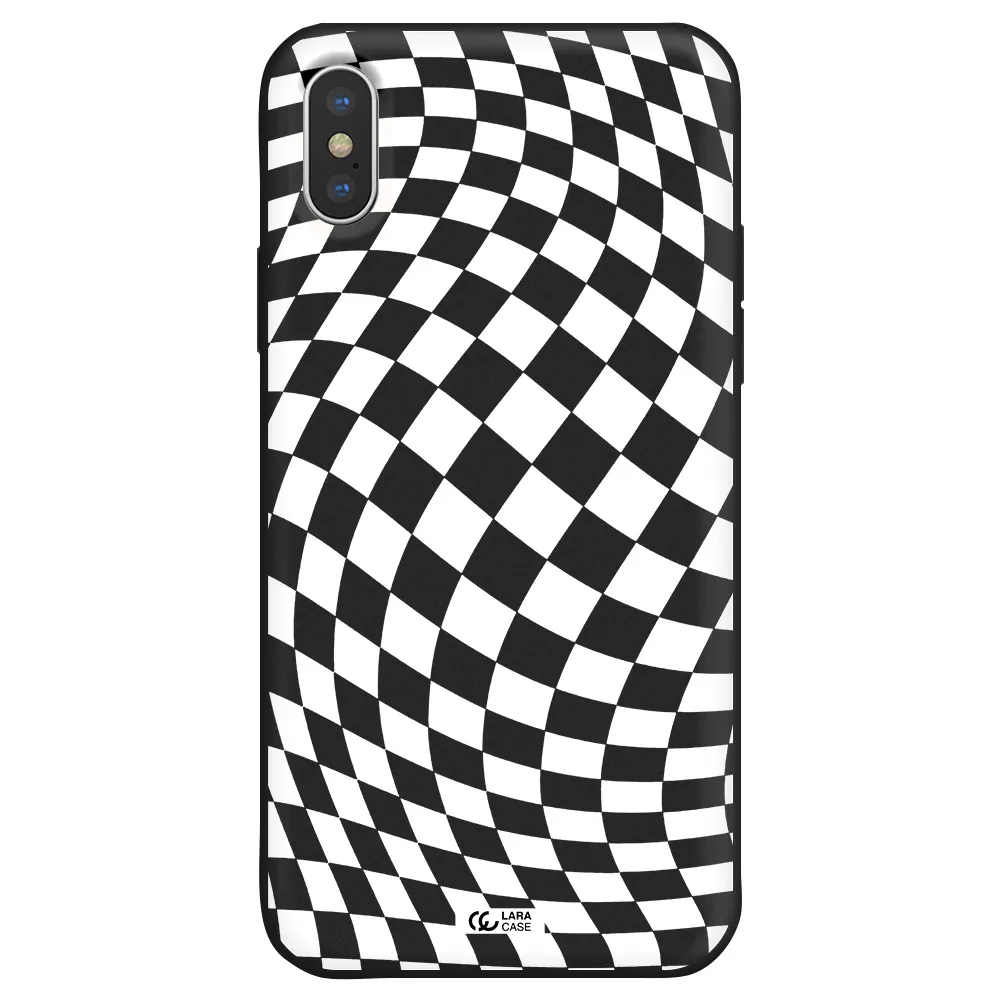 Wavy Checkered Apple iPhone X Silicone black Case