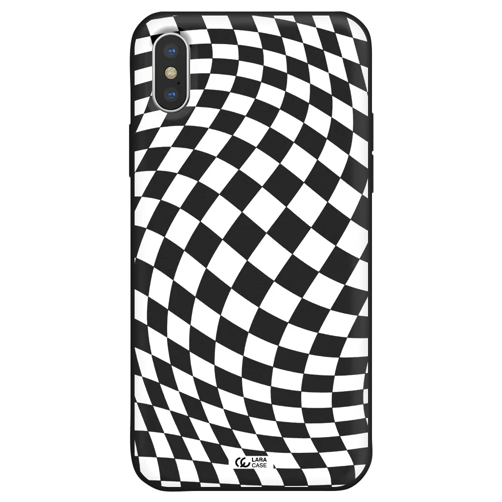 Wavy Checkered Apple iPhone XS Silicone black Case