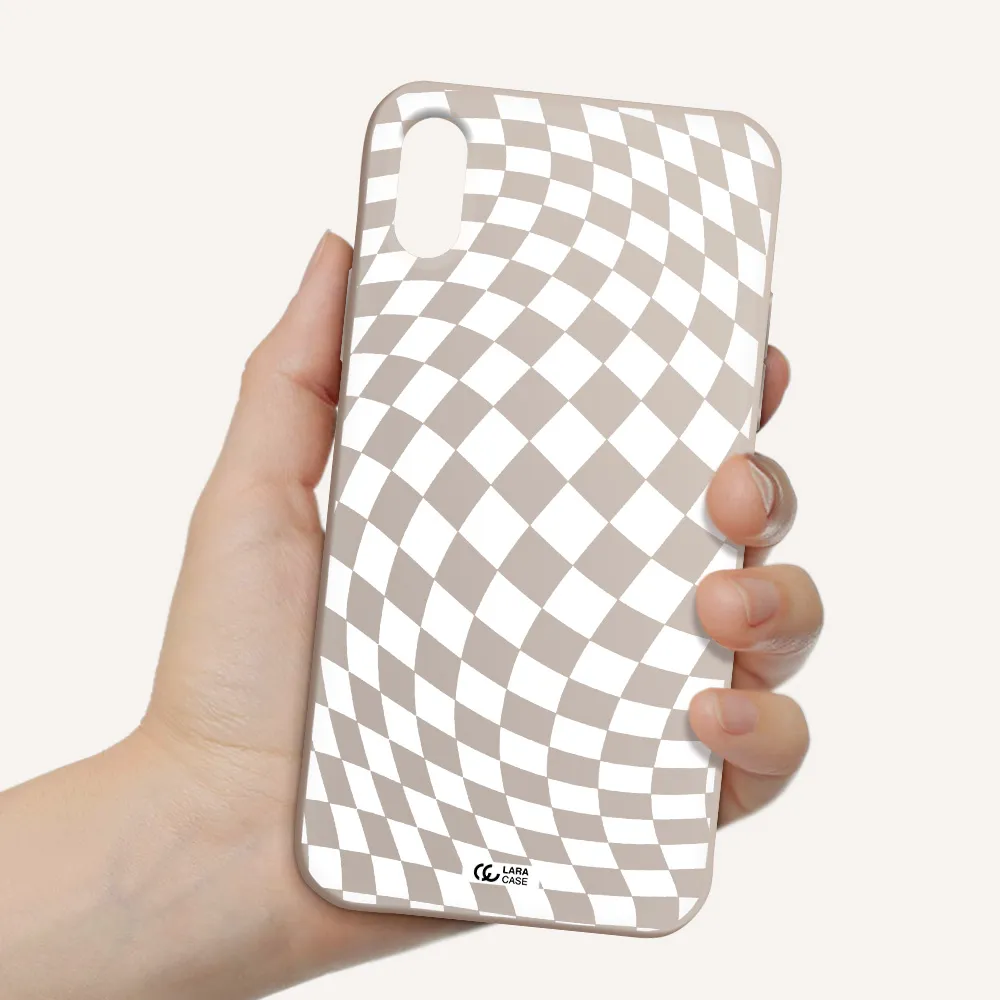 Wavy Checkered Apple iPhone XS Silicone Stone Case